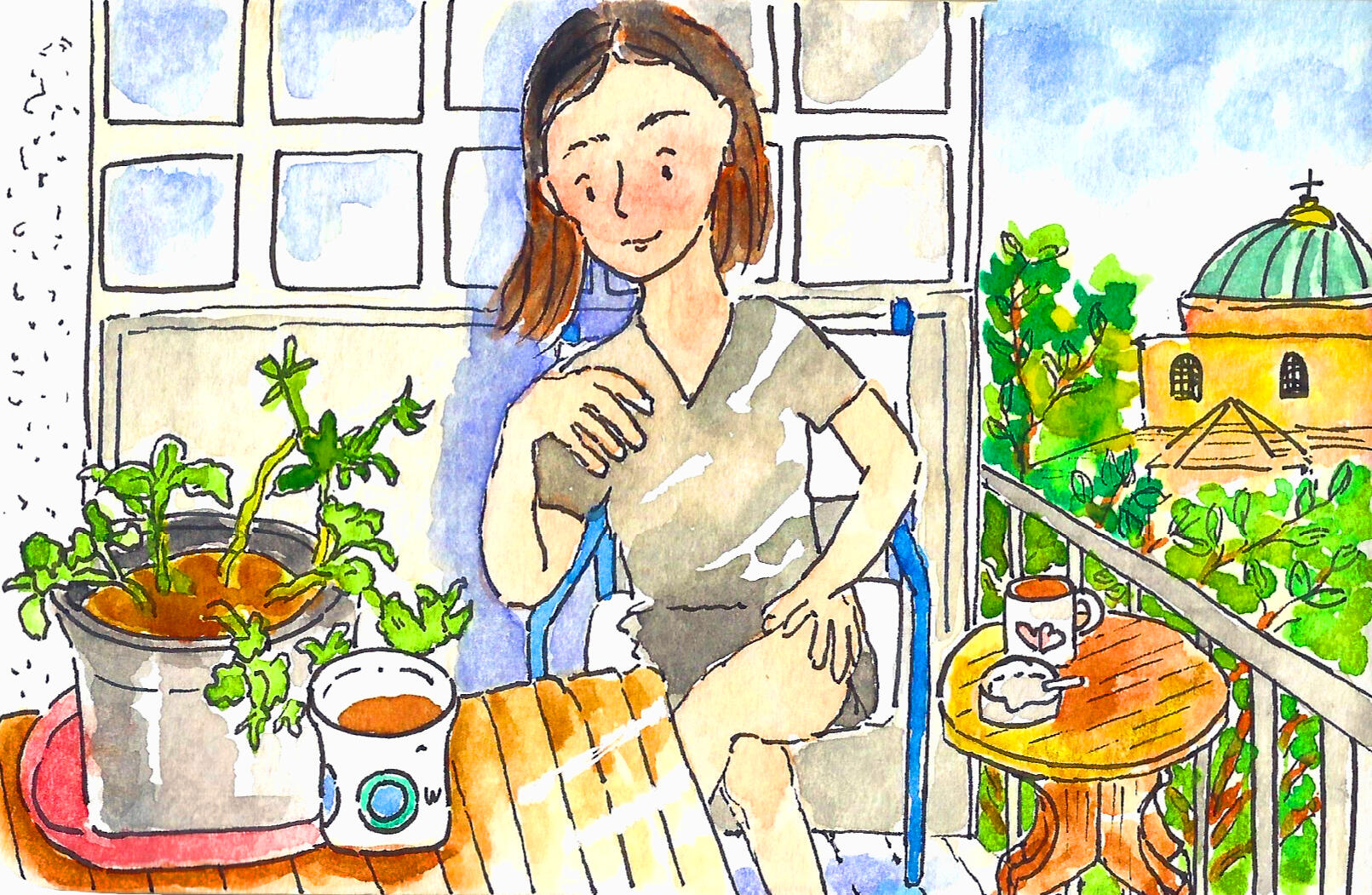 Friends on the balcony My friends on the balcony